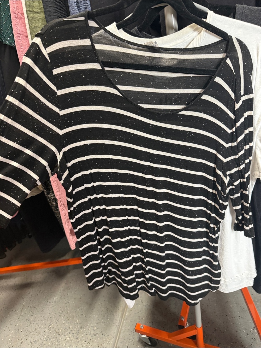 Black & White Striped Crewneck Women's Top